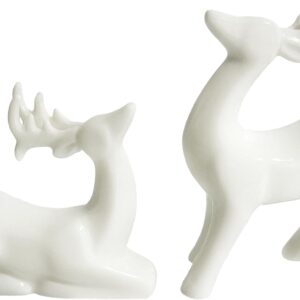 Bahacrky White Ceramic Reindeer Figurines - 2 Pcs
