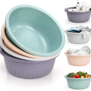 Goaste 4-Pack Round Plastic Wash Basin Set, 5 Qt