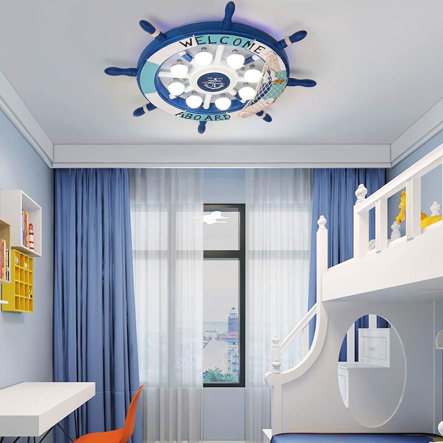 Blue Nautical Ceiling Lamp 8-LED Ship Light