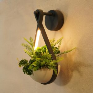 Dusk-to-Dawn LED Wall Light with Planter - Waterproof Sensor Light