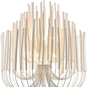 HEYAN 36" Farmhouse Chandelier Whitewash Wood & Metal