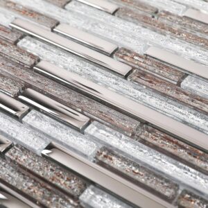 Diflart Silver & Brown Glass Mosaic Tile, 5 Sheets