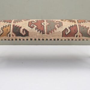 Acacia Wood Kilim Jute Bench - Southwestern Ottoman