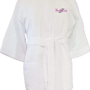 White Cotton Waffle Robe - Monogrammed Gift for Bridesmaids