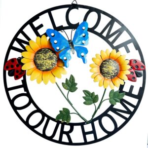Rustic Metal Owl & Sunflower Wreath