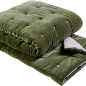 Christy Jaipur Velvet Quilted Throw - 55" x 79" Olive