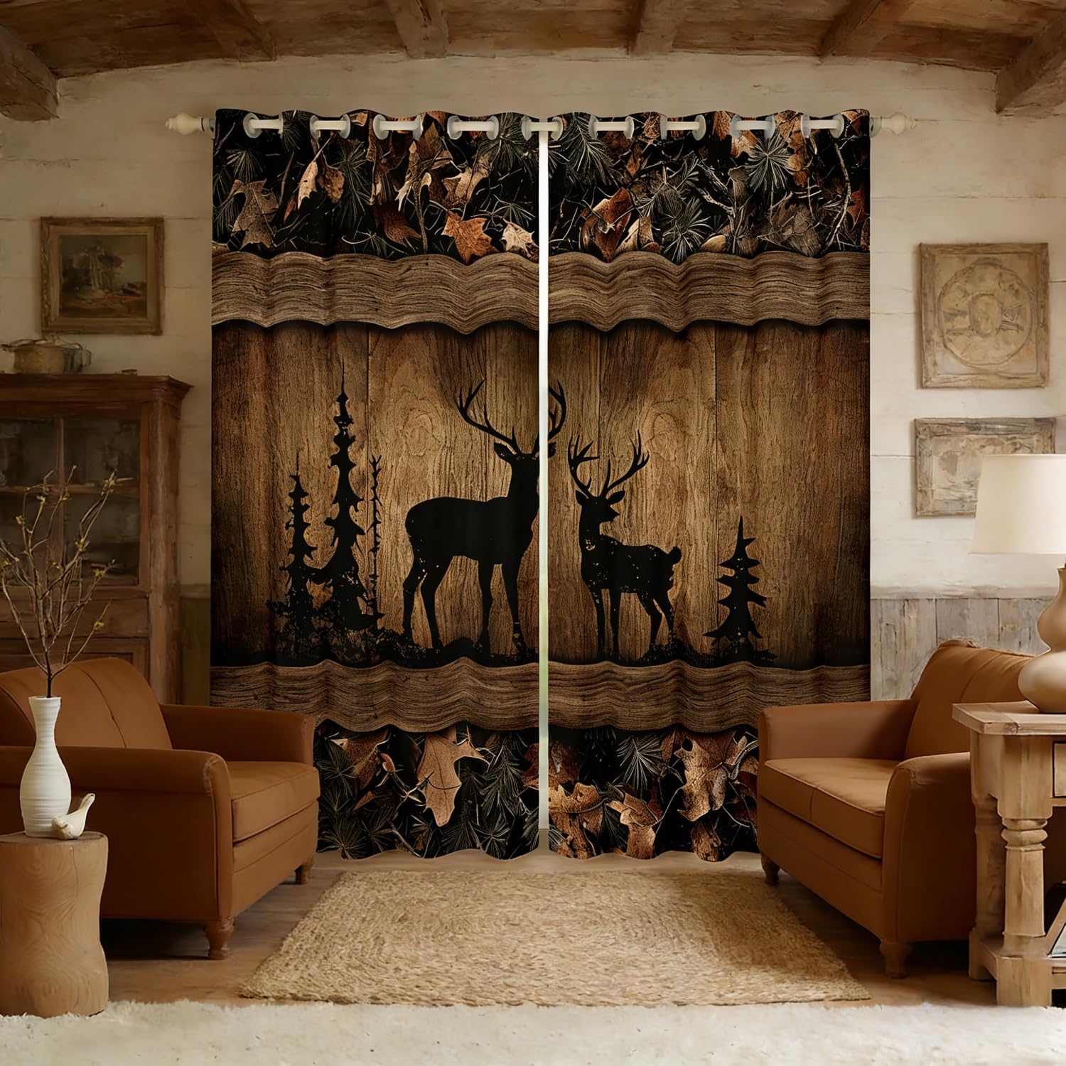 Erosebridal Rustic Camo Curtains 42x63in - 2 Panels