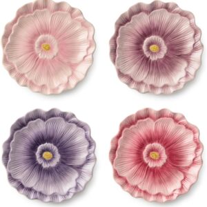 Wildflowers 3D Ceramic Dessert Plates - Set of 4