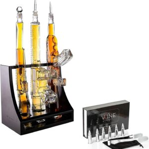 The Wine Savant Gun Decanter & Whiskey Stones Set
