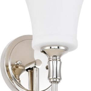 Traditional Nickel Wall Sconce 1 Light Opal Glass Fixture