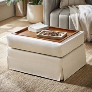 HULALA HOME Lift-Top Storage Ottoman Coffee Table, Beige