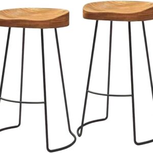 Solid Wood Bar Height Table Set of 2 - Rustic Bistro Stools