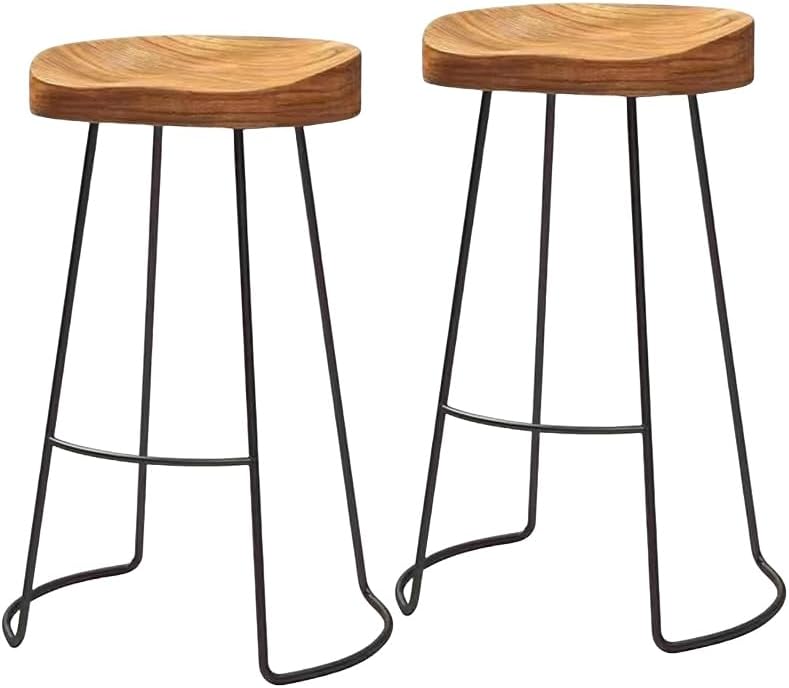 Solid Wood Bar Height Table Set of 2 - Rustic Bistro Stools