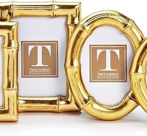4 Assorted Gold Bamboo Photo Frames – Mini Resin Set