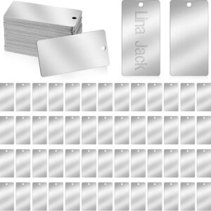 Oqqlin 30-Pack Stainless Steel Engraving Blanks - 1x2" Laserable Tags