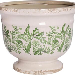 Vintage Ceramic Planter, 6.8in – Crackle Glaze, Farmhouse Style