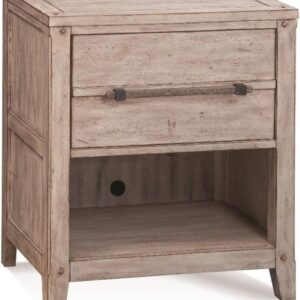 BOWERY HILL Modern Farmhouse Nightstand - Whitewashed Finish