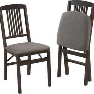 Stakmore Mission Folding Wood Chairs, Espresso (2-Pack)
