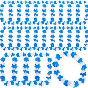 Giegxin 24pc Hawaiian Flower Leis - Tropical Blue/White