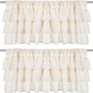 Batiyeer Linen Valance Curtains, 2-Pc Farmhouse Set