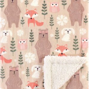 Hudson Baby Mink & Sherpa Unisex Blanket - Girl Forest
