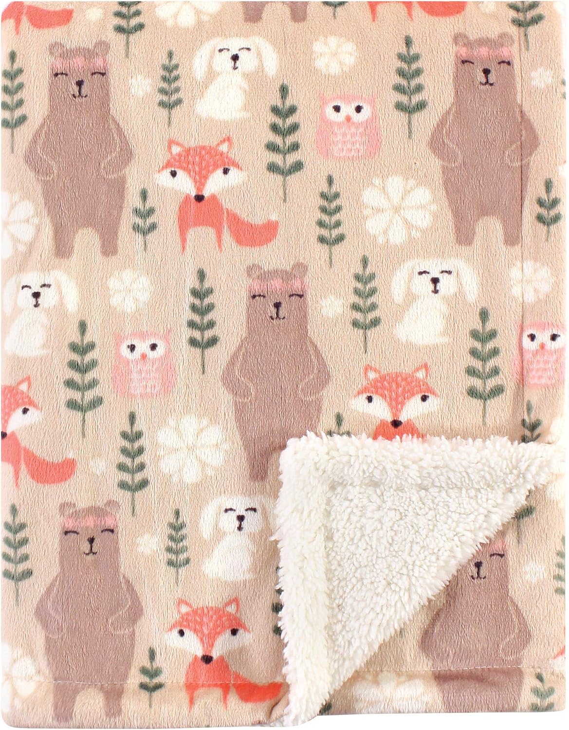 Hudson Baby Mink & Sherpa Unisex Blanket - Girl Forest