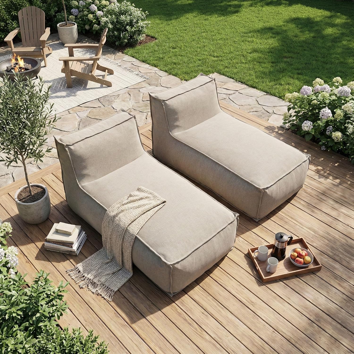 Merax Outdoor Bean Bag Lounge Chairs, Set of 2