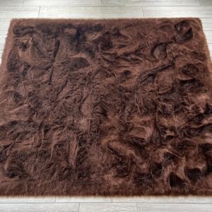 LAMBZY Faux Sheepskin Rug, Brown 8' Fluffy Bedroom Rug