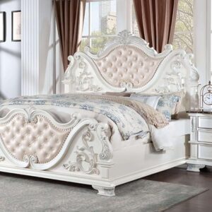 Eastern King Esparanza Bed Frame - Pearl White Finish