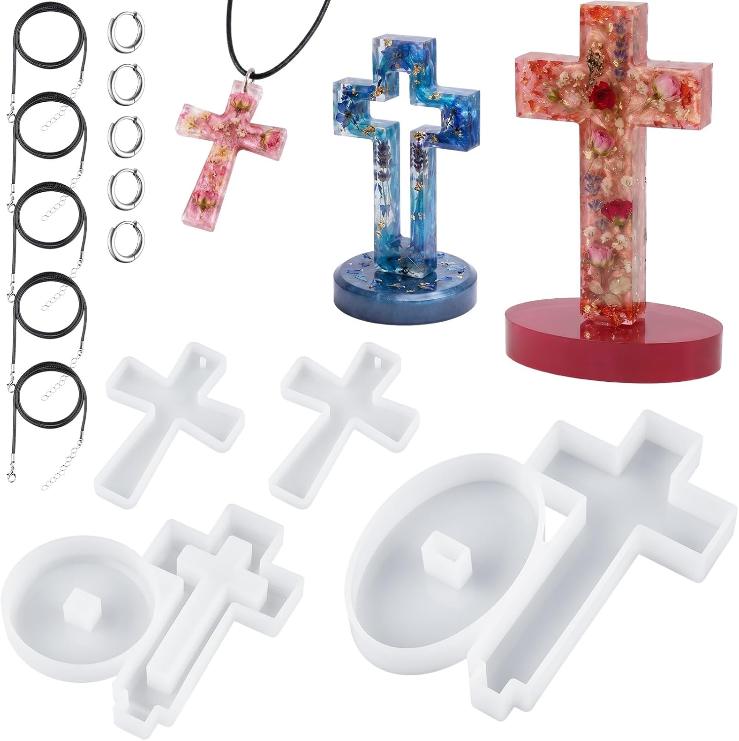 NiArt Cross Resin Mold Set with Base & Necklace Molds
