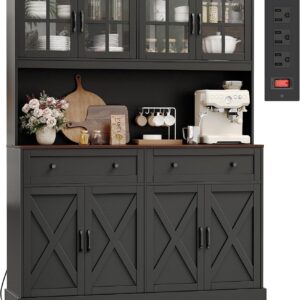 PRAISUN Farmhouse Pantry Cabinet with Charging Station