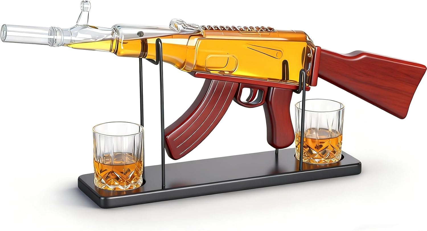AK Whiskey Decanter Set – 23oz Gun-Shaped Liquor Set