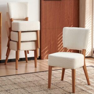 Set of 4 Modern Stackable Dining Chairs - White