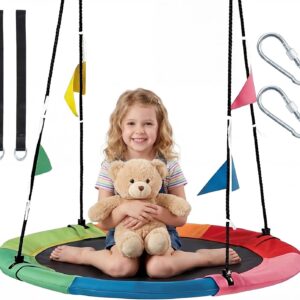 DUMOS 40in Rainbow Saucer Swing for Kids & Adults