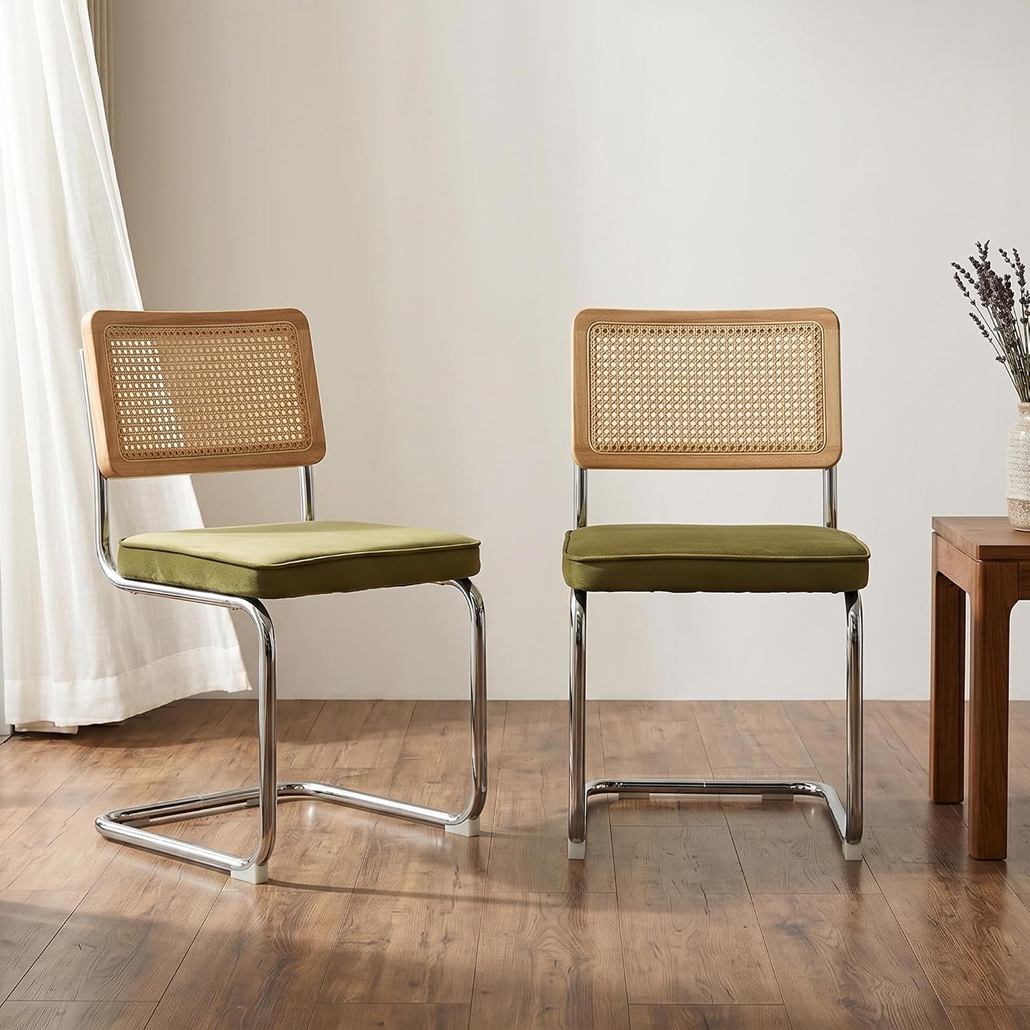 Cesca-Inspired Velvet Dining Chairs, Set of 2