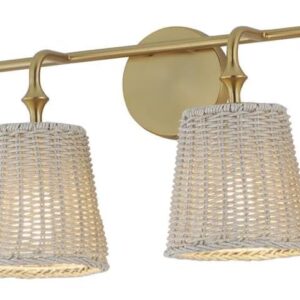 Maxim Baja 4-Light Vanity Light | Aged Brass & Rattan