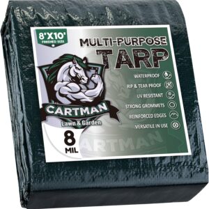 CARTMAN 8x10 Heavy-Duty Waterproof Tarp, Green