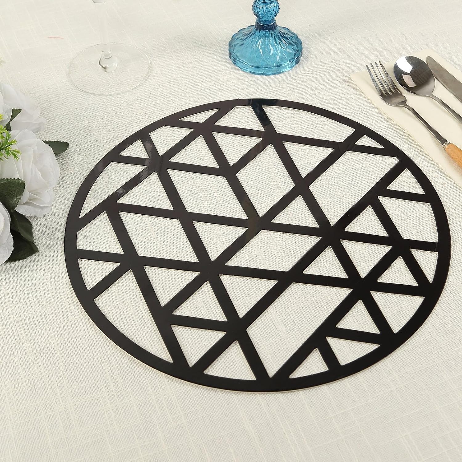 Efavormart Black Geometric Placemats - 6pk, 13"