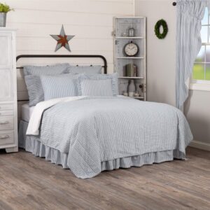Sawyer Mill Blue Ticking Striped King Coverlet - VHC Brands