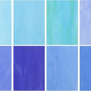 MECCANIXITY Blue Stained Glass Sheets, 8 Pack, 4x6 Inch