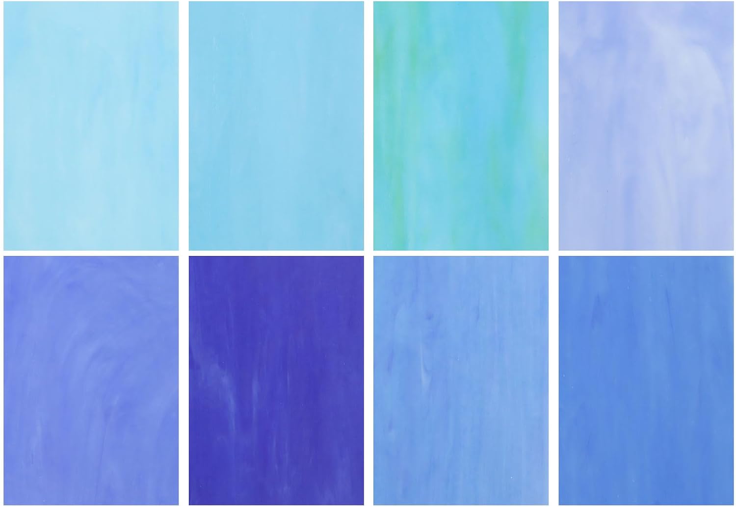MECCANIXITY Blue Stained Glass Sheets, 8 Pack, 4x6 Inch
