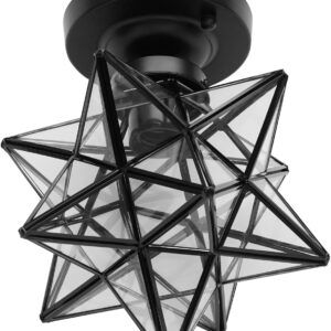 Moravian Star Ceiling Light - Brushed Brass Seeded Glass