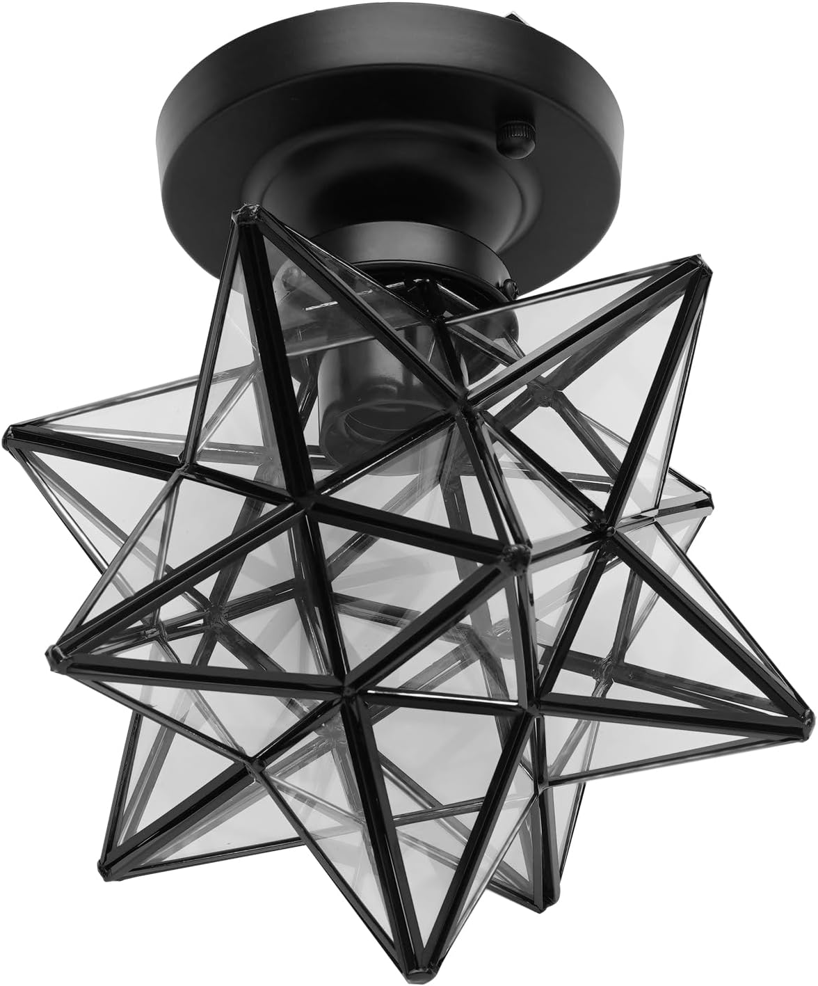 Moravian Star Ceiling Light - Brushed Brass Seeded Glass