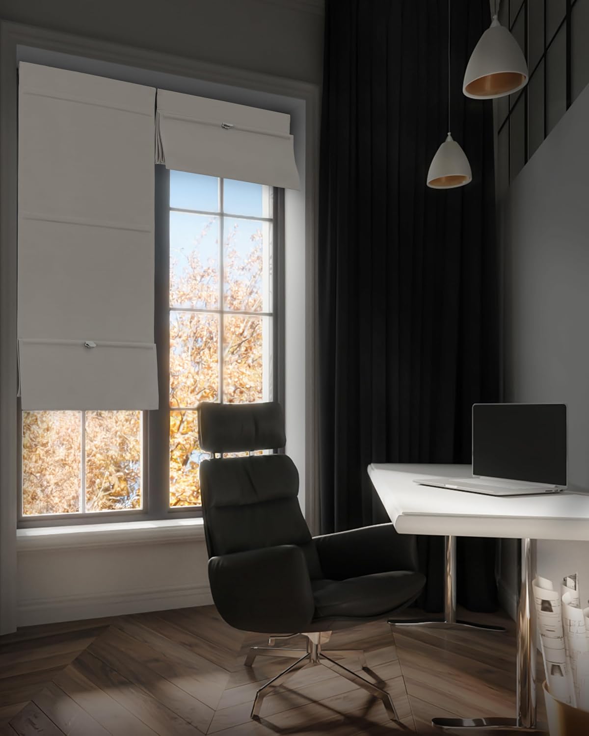 GoDear Blackout Magnetic Roman Shades, 23Wx65L, Beige