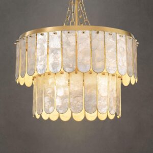 Gold Capiz Shell Chandelier – Natural Coastal Pendant Light