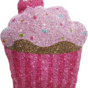 Sparkling Pink Cupcake Pillow, Luxe Velvet & Rhinestones