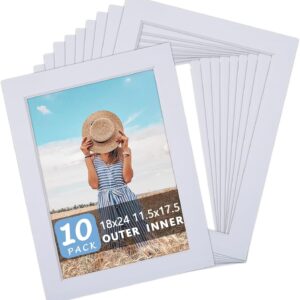 Somime 10-Pack White Photo Mats 18x24" for 12x18" Frames