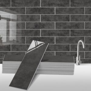 24-Piece Marble Backsplash Tiles, 12"x3" Peel & Stick