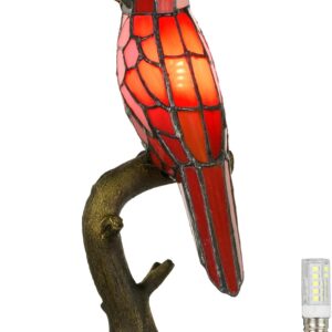 Cardinal Tiffany Lamp, 14.5in Stained Glass Bird Lamp