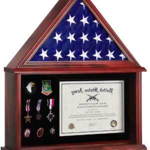 IHEIPYE Military Burial Flag Display Case - Mahogany